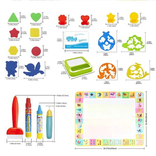 100x80CM Magic Water Drawing Mat Herbruikbare Doodle Board Montessori Educatief Speelgoed voor kinderen
