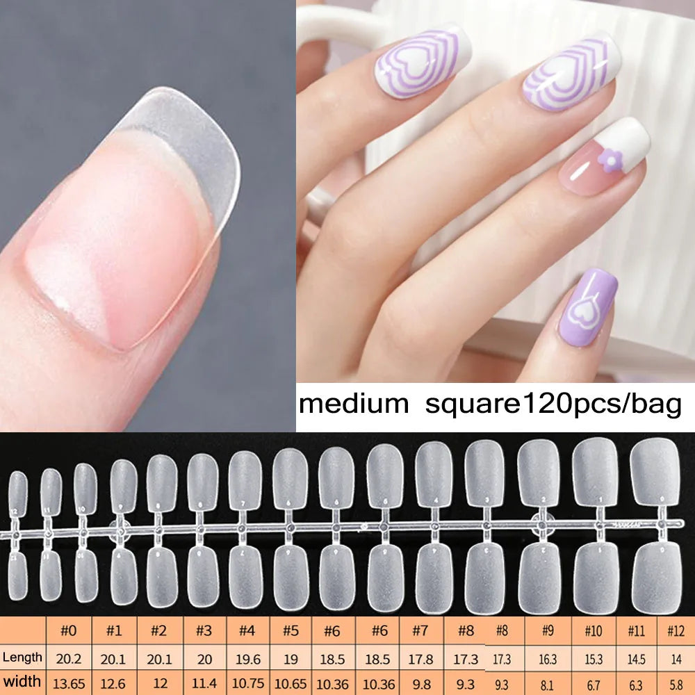 120PCS Matte Press-On Nageltips . . Zachte Full-Cover Ovale Amandel Valse Nagels voor DIY Manicure