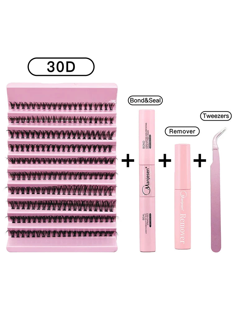 MENSEN DIY wimper uitbreiding Kit 200PCS Lash Clusters met Lash Bond & Seal, Professionele make-up gereedschap voor het lijmen van wimpers