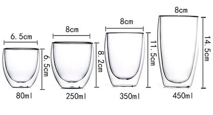 2-18PCS Double Wall High Borosilicate Glass Mugs – Heat Resistant Tea, Coffee, Milk, and Juice Cups, Creative Bar Drinkware Gift Set
