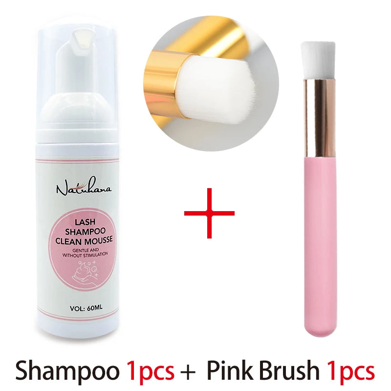 Natuhana 60ml wimperextension Shampoo Mousse, Lash Cleaning Foam voor vals wimpers, zacht & niet-irriterend make-up gereedschap