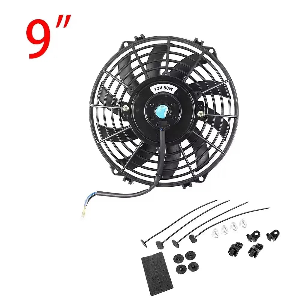 Universeel 7/9/10/12/14/16 Inch 12V 80W Car Radiator Koelventilator Blade Elektrisch Airconditioning Ventilatorset 2100RPM