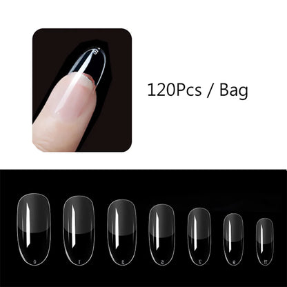 120PCS Matte Press-On Nageltips . . Zachte Full-Cover Ovale Amandel Valse Nagels voor DIY Manicure