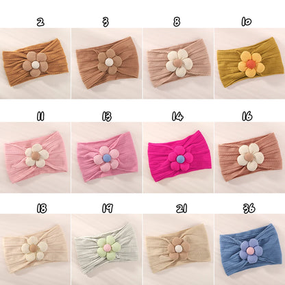 1Pc Baby Nylon Headscarf .Handmade Flower Headband voor pasgeboren meisjes, Peuter Elastische Haar Tulband