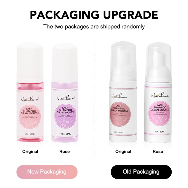 Natuhana 60ml wimperextension Shampoo Mousse, Lash Cleaning Foam voor vals wimpers, zacht & niet-irriterend make-up gereedschap