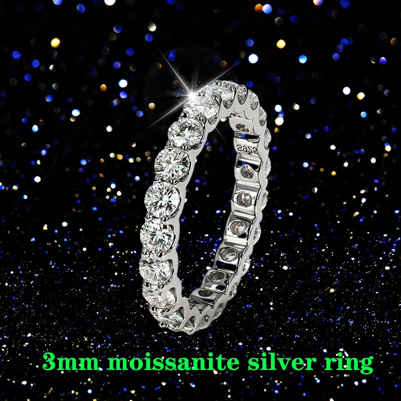 0.1ct 3mm DVS Moissanite Full Eternity Band Ring 925 Sterling Silver Engagement & Party Sieraden voor vrouwen