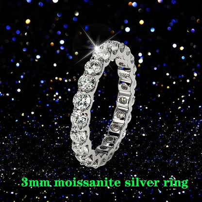 0.1ct 3mm DVS Moissanite Full Eternity Band Ring 925 Sterling Silver Engagement & Party Sieraden voor vrouwen