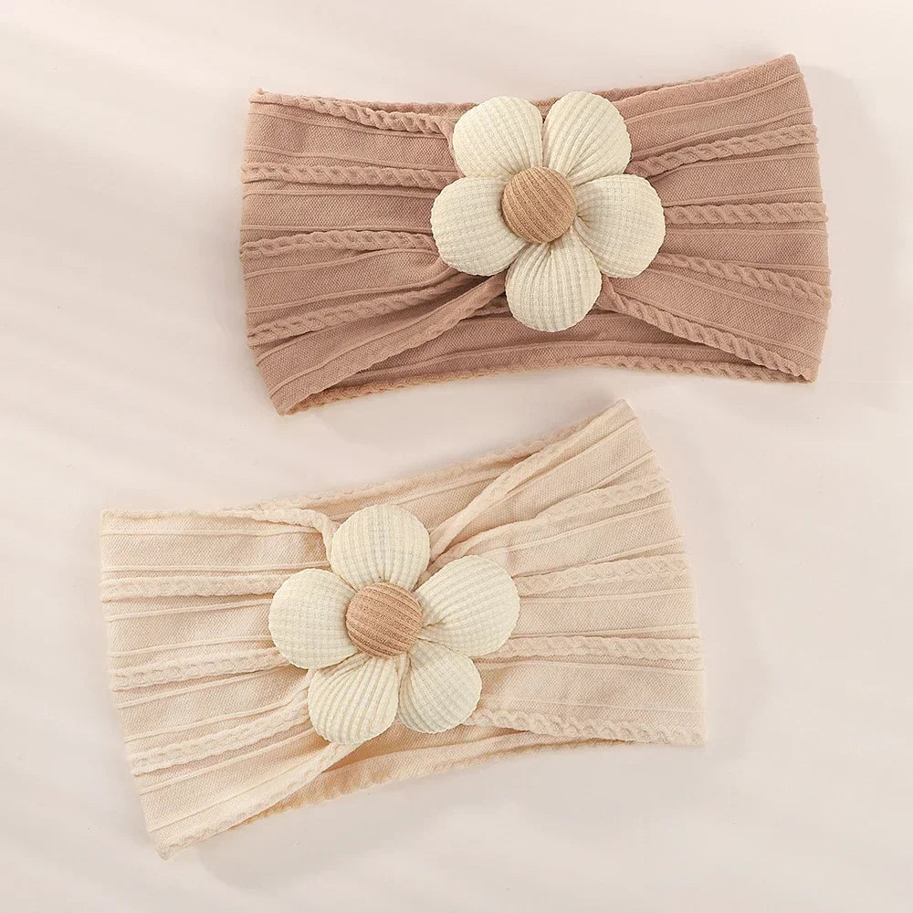 1Pc Baby Nylon Headscarf .Handmade Flower Headband voor pasgeboren meisjes, Peuter Elastische Haar Tulband