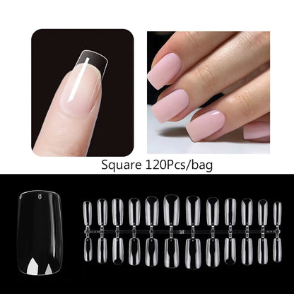 120PCS Matte Press-On Nageltips . . Zachte Full-Cover Ovale Amandel Valse Nagels voor DIY Manicure