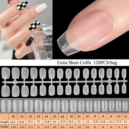 120PCS Matte Press-On Nageltips . . Zachte Full-Cover Ovale Amandel Valse Nagels voor DIY Manicure
