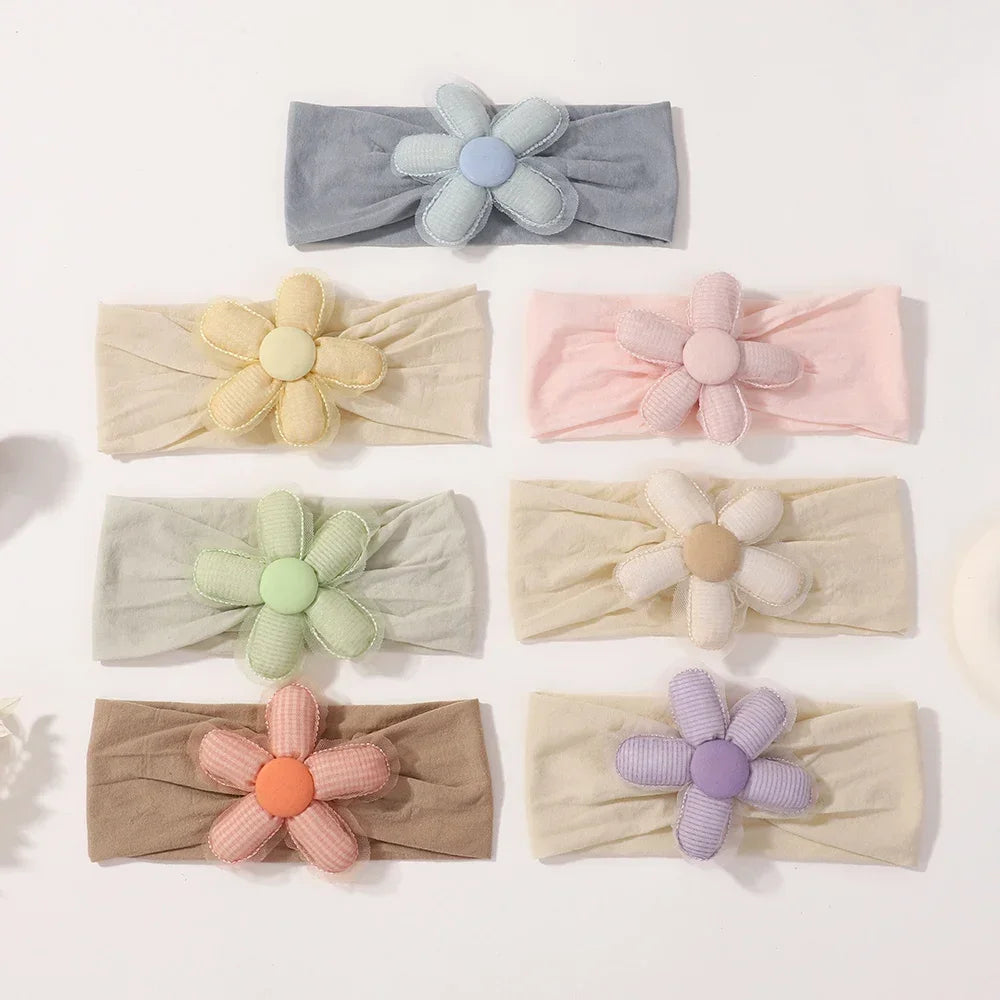 1Pc Baby Nylon Headscarf .Handmade Flower Headband voor pasgeboren meisjes, Peuter Elastische Haar Tulband