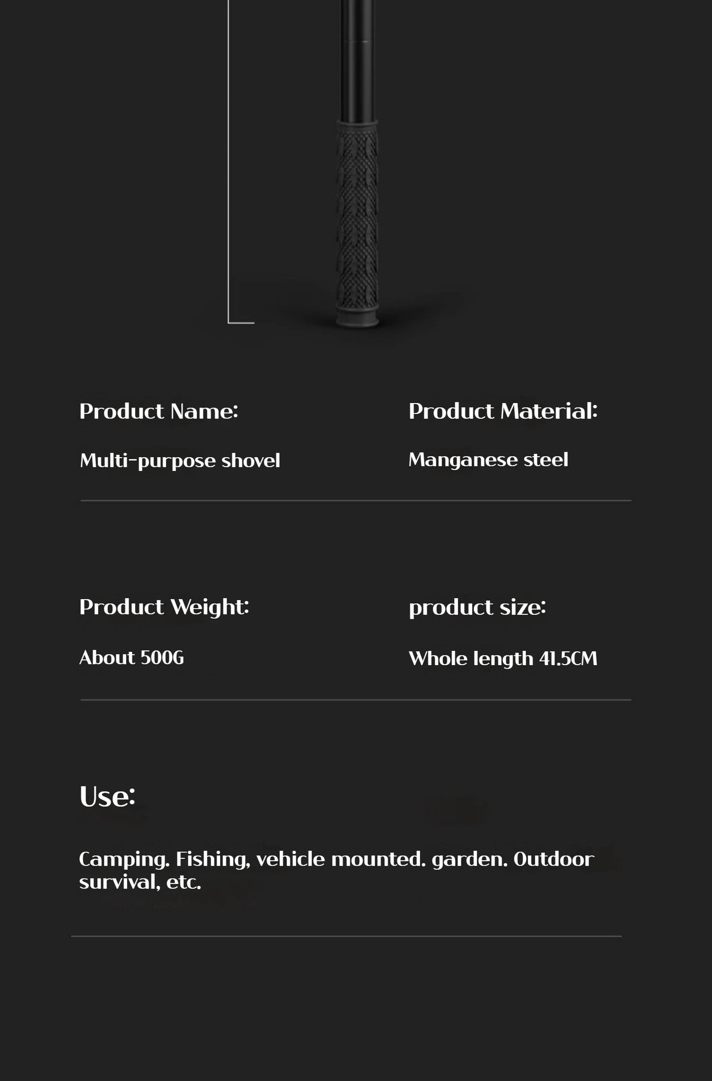 1PC Outdoor Opvouwbare Camping Schop Multifunctioneel wandelhulpmiddel, Portable Garden & Survival Shovel