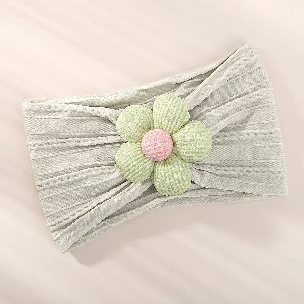 1Pc Baby Nylon Headscarf .Handmade Flower Headband voor pasgeboren meisjes, Peuter Elastische Haar Tulband