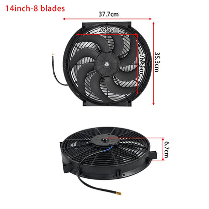 Universeel 7/9/10/12/14/16 Inch 12V 80W Car Radiator Koelventilator Blade Elektrisch Airconditioning Ventilatorset 2100RPM