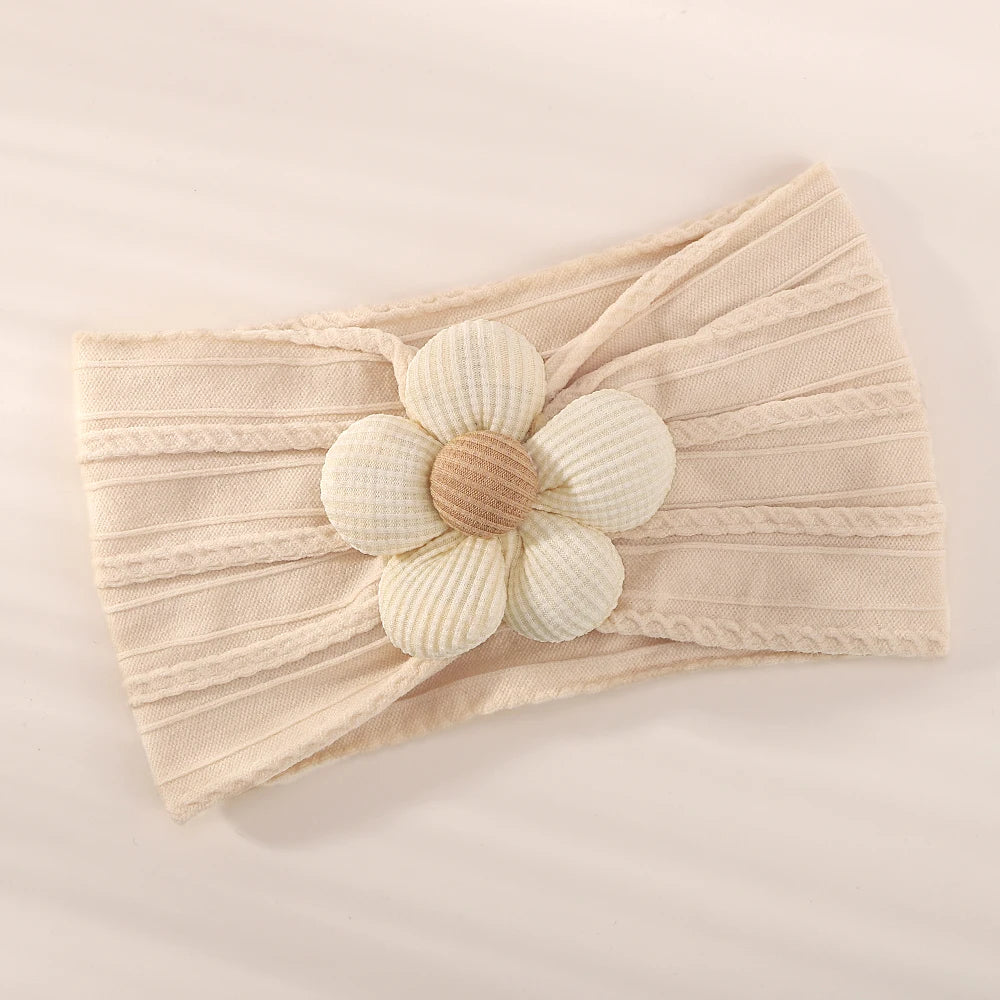 1Pc Baby Nylon Headscarf .Handmade Flower Headband voor pasgeboren meisjes, Peuter Elastische Haar Tulband
