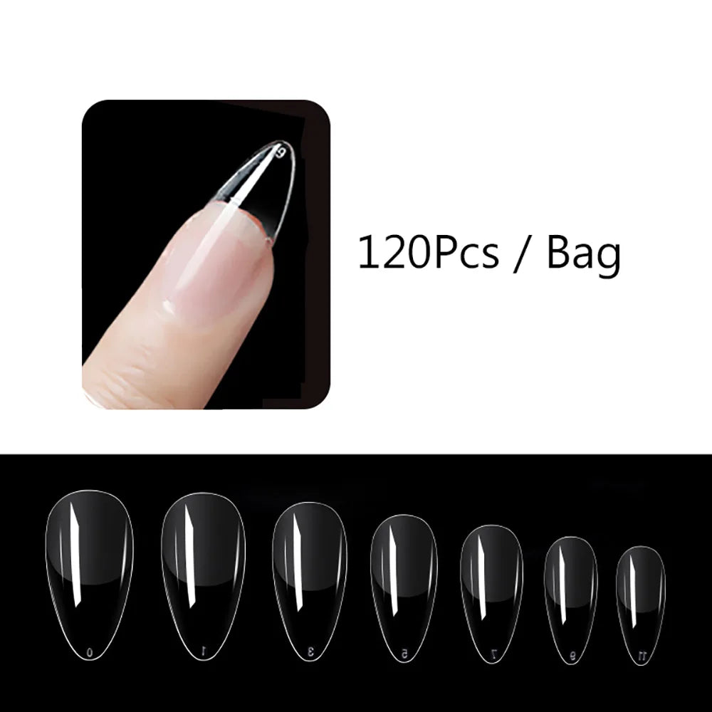 120PCS Matte Press-On Nageltips . . Zachte Full-Cover Ovale Amandel Valse Nagels voor DIY Manicure
