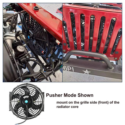 Universeel 7/9/10/12/14/16 Inch 12V 80W Car Radiator Koelventilator Blade Elektrisch Airconditioning Ventilatorset 2100RPM