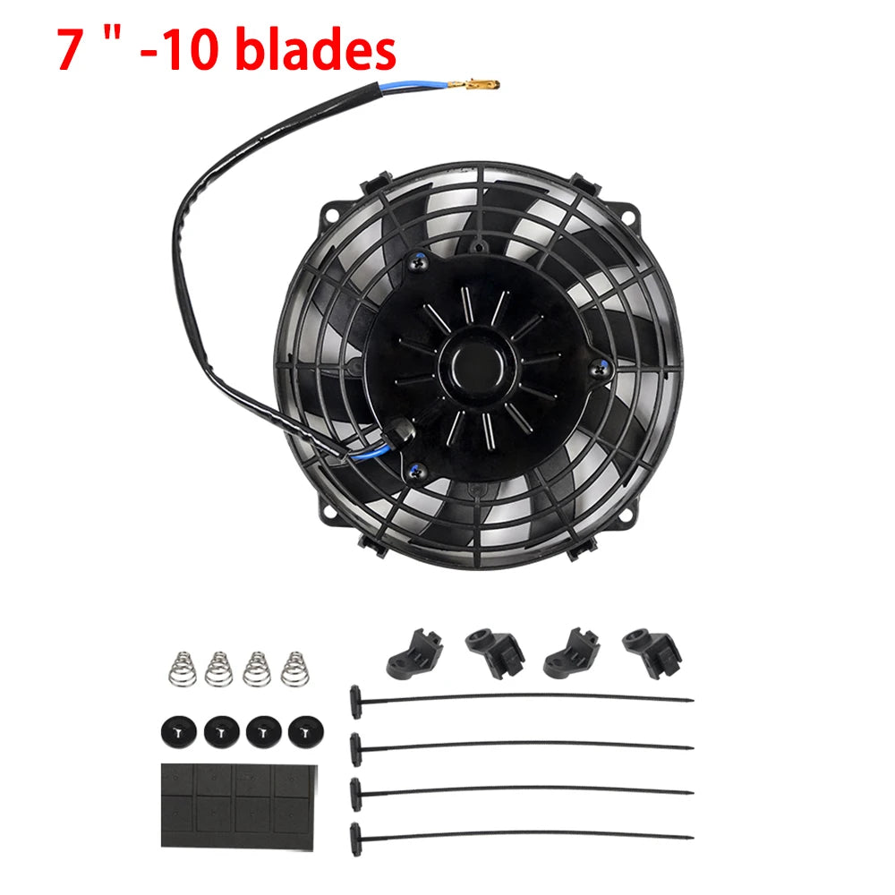 Universeel 7/9/10/12/14/16 Inch 12V 80W Car Radiator Koelventilator Blade Elektrisch Airconditioning Ventilatorset 2100RPM