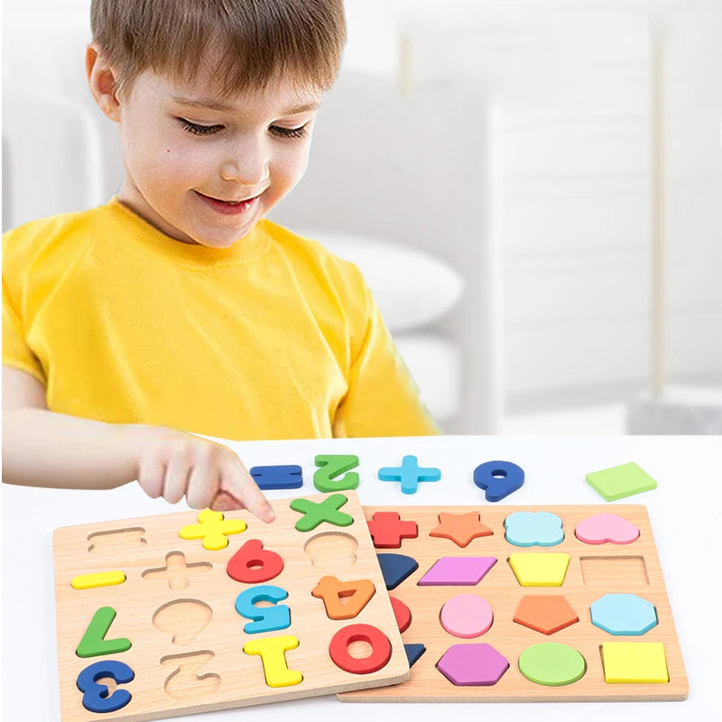 Kids Alfabet & Number Houten Puzzel Montessori Preschool Educatieve Speelgoed