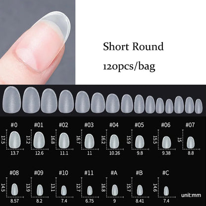 120PCS Matte Press-On Nageltips . . Zachte Full-Cover Ovale Amandel Valse Nagels voor DIY Manicure