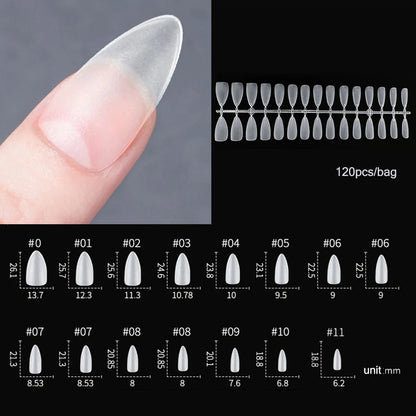120PCS Matte Press-On Nageltips . . Zachte Full-Cover Ovale Amandel Valse Nagels voor DIY Manicure