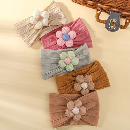1Pc Baby Nylon Headscarf .Handmade Flower Headband voor pasgeboren meisjes, Peuter Elastische Haar Tulband