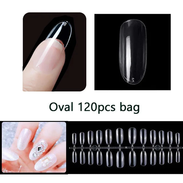 120PCS Matte Press-On Nageltips . . Zachte Full-Cover Ovale Amandel Valse Nagels voor DIY Manicure