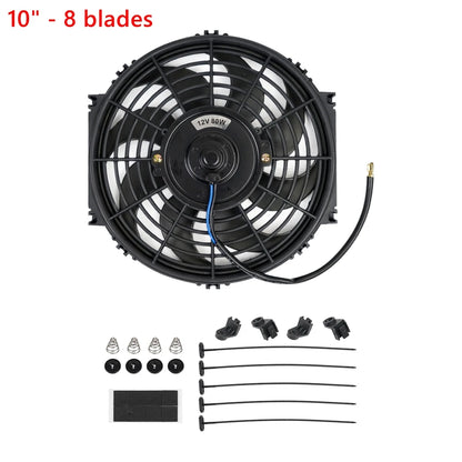 Universeel 7/9/10/12/14/16 Inch 12V 80W Car Radiator Koelventilator Blade Elektrisch Airconditioning Ventilatorset 2100RPM