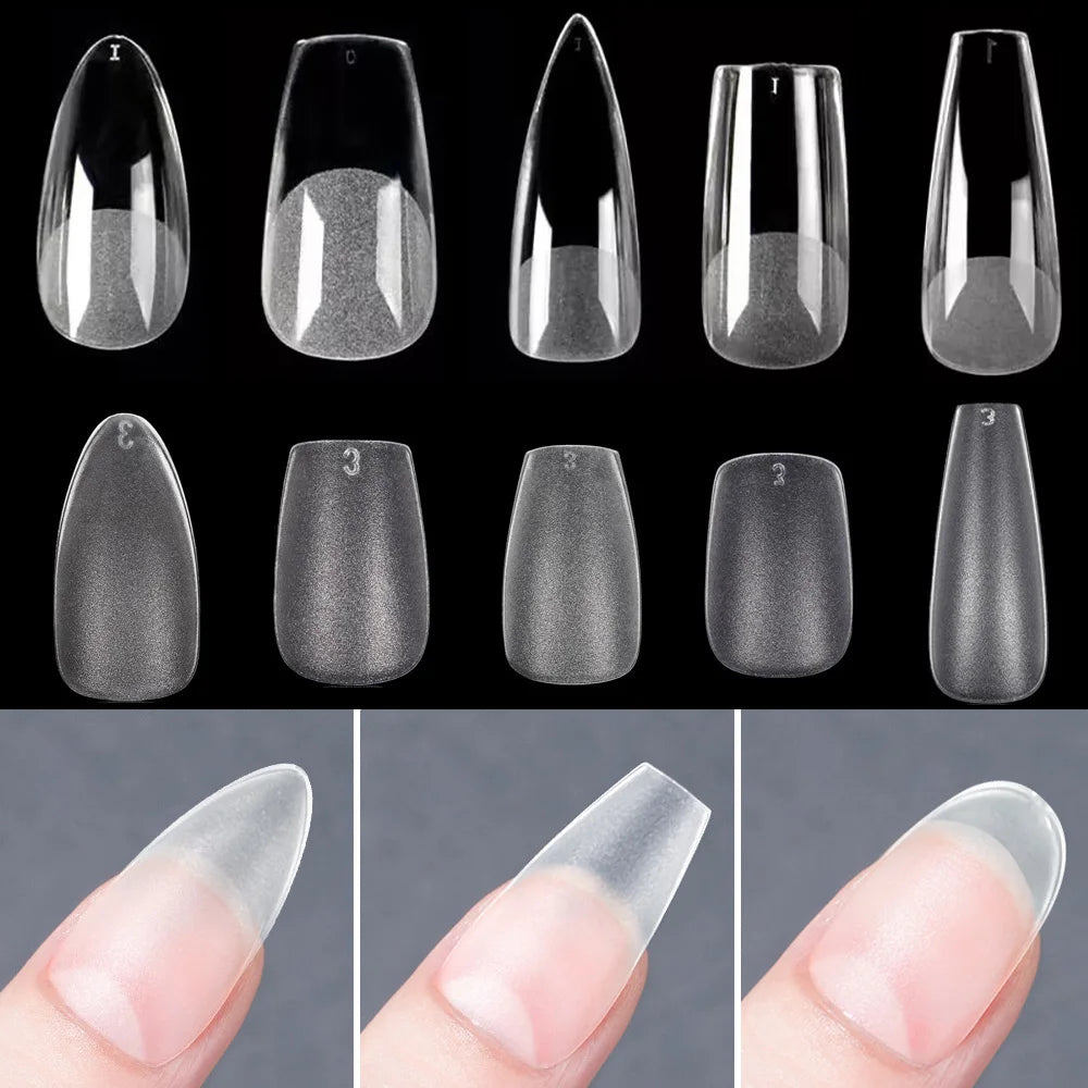 120PCS Matte Press-On Nageltips . . Zachte Full-Cover Ovale Amandel Valse Nagels voor DIY Manicure