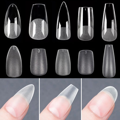 120PCS Matte Press-On Nageltips . . Zachte Full-Cover Ovale Amandel Valse Nagels voor DIY Manicure