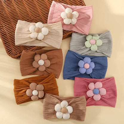 1Pc Baby Nylon Headscarf .Handmade Flower Headband voor pasgeboren meisjes, Peuter Elastische Haar Tulband