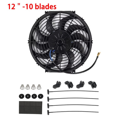 Universeel 7/9/10/12/14/16 Inch 12V 80W Car Radiator Koelventilator Blade Elektrisch Airconditioning Ventilatorset 2100RPM