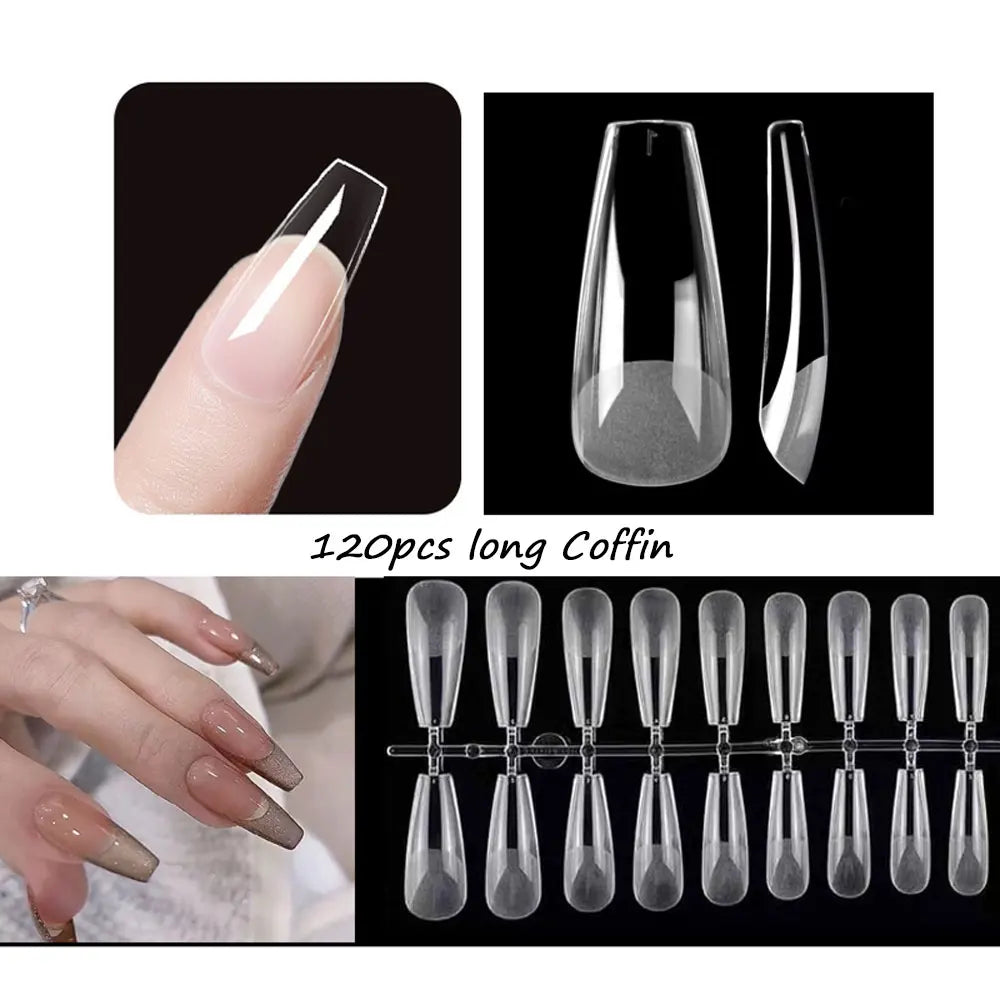 120PCS Matte Press-On Nageltips . . Zachte Full-Cover Ovale Amandel Valse Nagels voor DIY Manicure