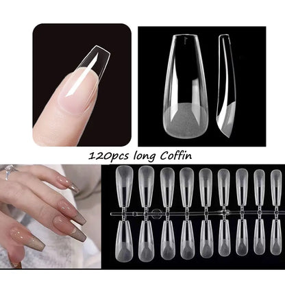 120PCS Matte Press-On Nageltips . . Zachte Full-Cover Ovale Amandel Valse Nagels voor DIY Manicure