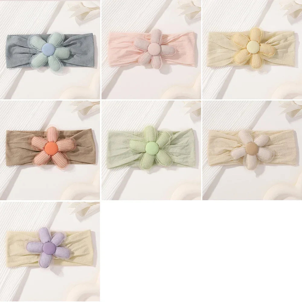 1Pc Baby Nylon Headscarf .Handmade Flower Headband voor pasgeboren meisjes, Peuter Elastische Haar Tulband