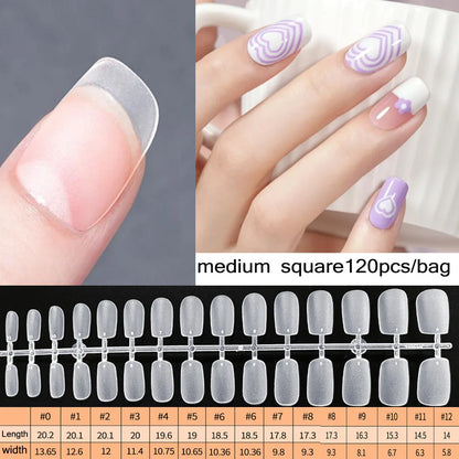 120PCS Matte Press-On Nageltips . . Zachte Full-Cover Ovale Amandel Valse Nagels voor DIY Manicure