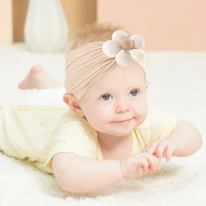 1Pc Baby Nylon Headscarf .Handmade Flower Headband voor pasgeboren meisjes, Peuter Elastische Haar Tulband