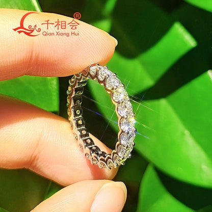 0.1ct 3mm DVS Moissanite Full Eternity Band Ring 925 Sterling Silver Engagement & Party Sieraden voor vrouwen