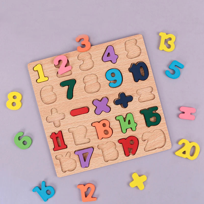 Kids Alfabet & Number Houten Puzzel Montessori Preschool Educatieve Speelgoed
