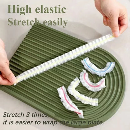 Kleurrijke wegwerpbare en herbruikbare voedselhoesjes Elastische Plastic Wrap voor Bowls, Fruit en voedselopslag