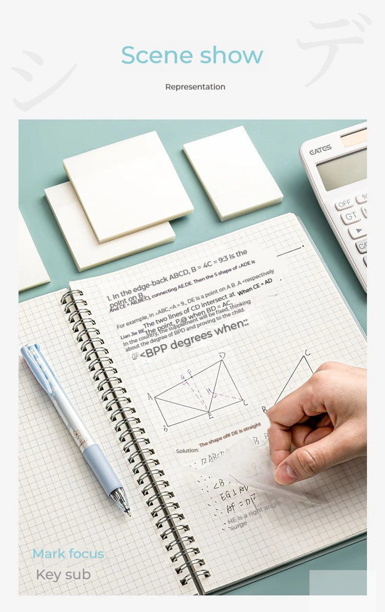 50 Sheets Transparante Sticky Notes Waterdichte Bericht & Signature Stickers voor Notebooks