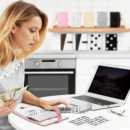 A6 PU Lederen Budget Planner Marble Notebook & Money Saving Organizer for Office, School & Personal Finance