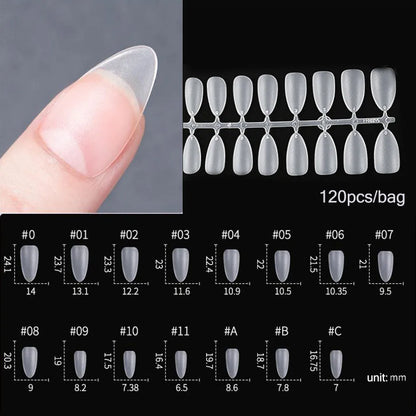 120PCS Matte Press-On Nageltips . . Zachte Full-Cover Ovale Amandel Valse Nagels voor DIY Manicure