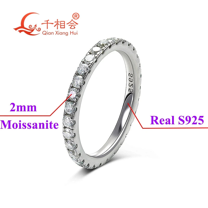 0.1ct 3mm DVS Moissanite Full Eternity Band Ring 925 Sterling Silver Engagement & Party Sieraden voor vrouwen
