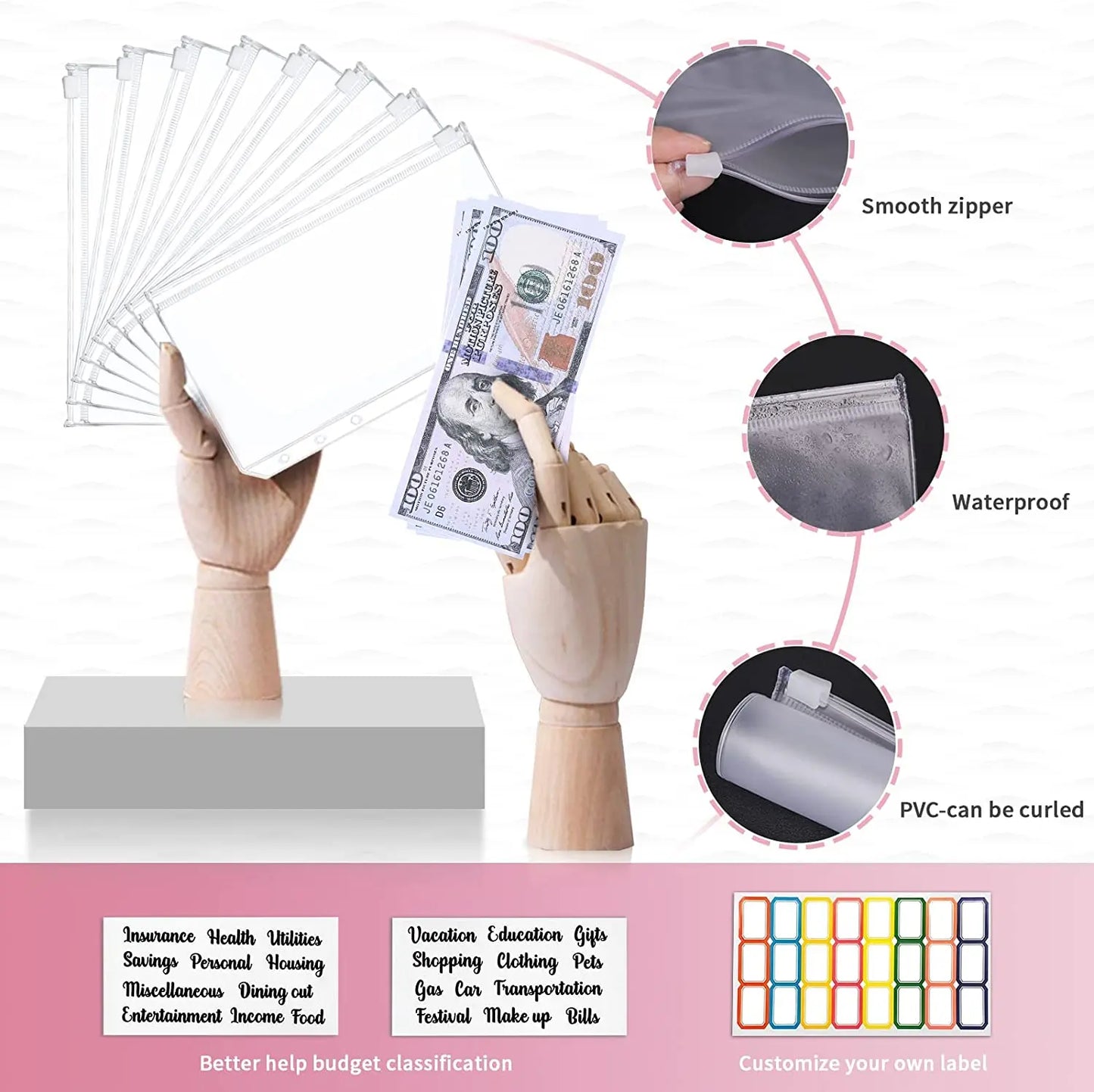 A6 PU Lederen Budget Planner Marble Notebook & Money Saving Organizer for Office, School & Personal Finance