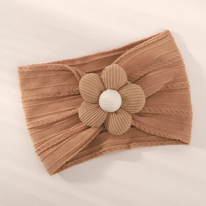 1Pc Baby Nylon Headscarf .Handmade Flower Headband voor pasgeboren meisjes, Peuter Elastische Haar Tulband