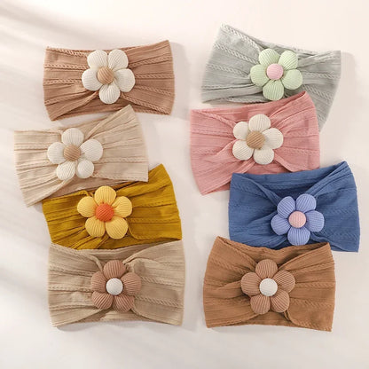 1Pc Baby Nylon Headscarf .Handmade Flower Headband voor pasgeboren meisjes, Peuter Elastische Haar Tulband