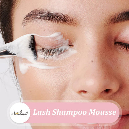 Natuhana 60ml wimperextension Shampoo Mousse, Lash Cleaning Foam voor vals wimpers, zacht & niet-irriterend make-up gereedschap