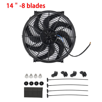 Universeel 7/9/10/12/14/16 Inch 12V 80W Car Radiator Koelventilator Blade Elektrisch Airconditioning Ventilatorset 2100RPM