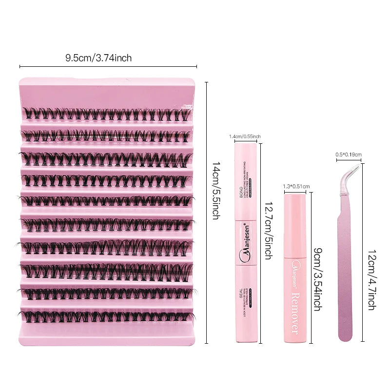 MENSEN DIY wimper uitbreiding Kit 200PCS Lash Clusters met Lash Bond & Seal, Professionele make-up gereedschap voor het lijmen van wimpers